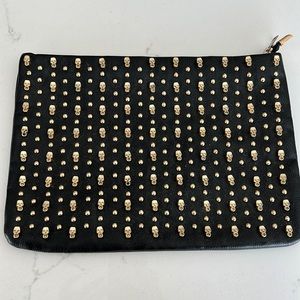 Black Skull Jewelled Envelope Bag